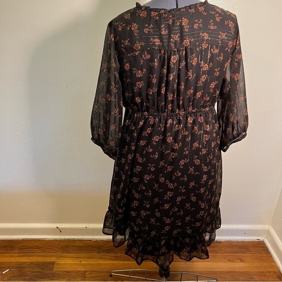 Isabel Maternity Dress Black Rust Floral Metallic - Picture 8 of 12